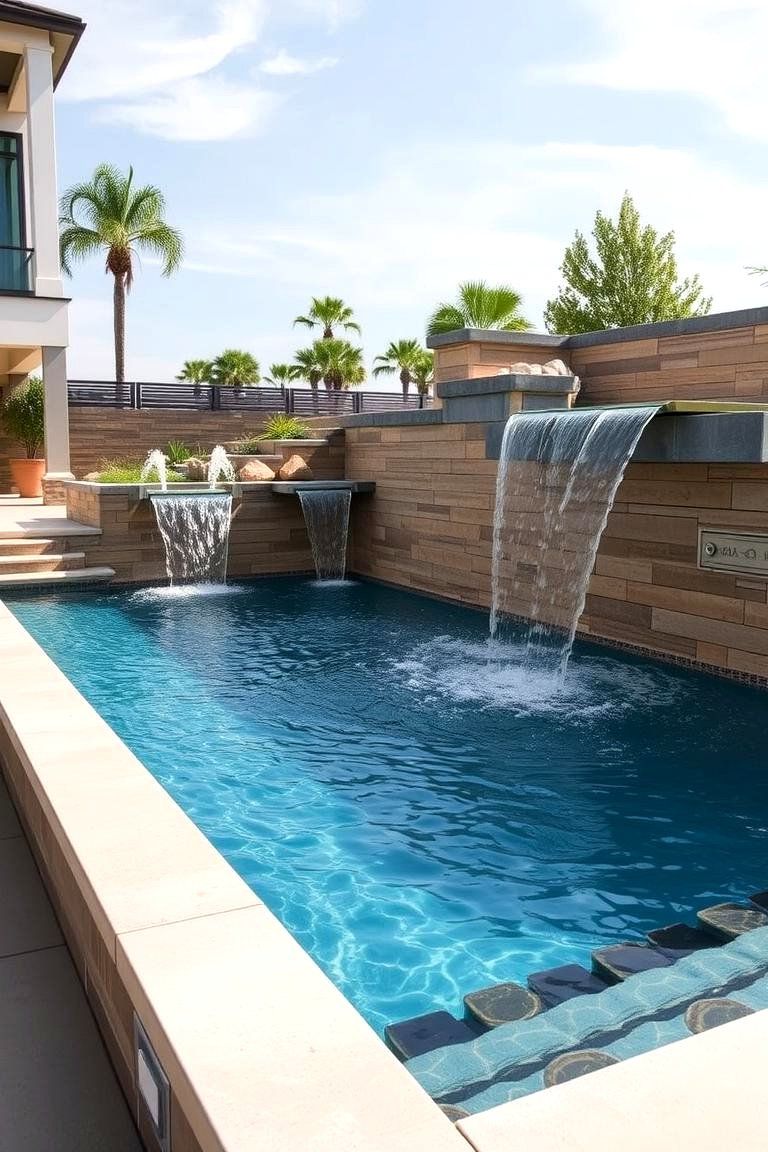 Pool with Water Feature Integration - 22 Plunge Pool Ideas