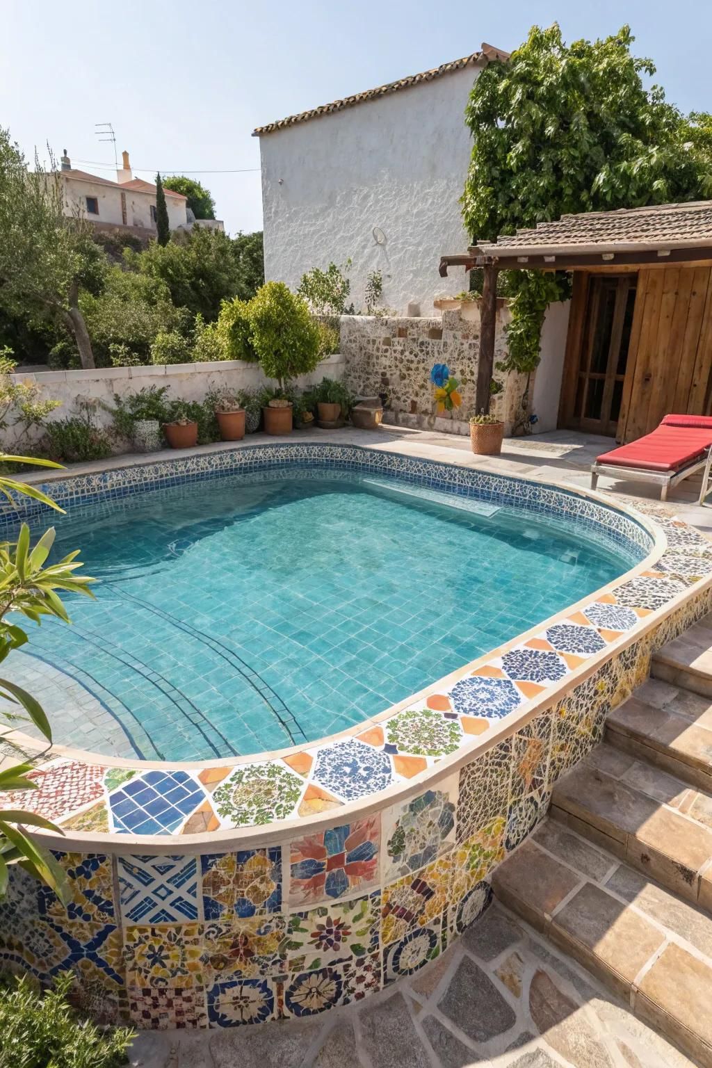 Framing your pool with tiles adds a touch of elegance and color.