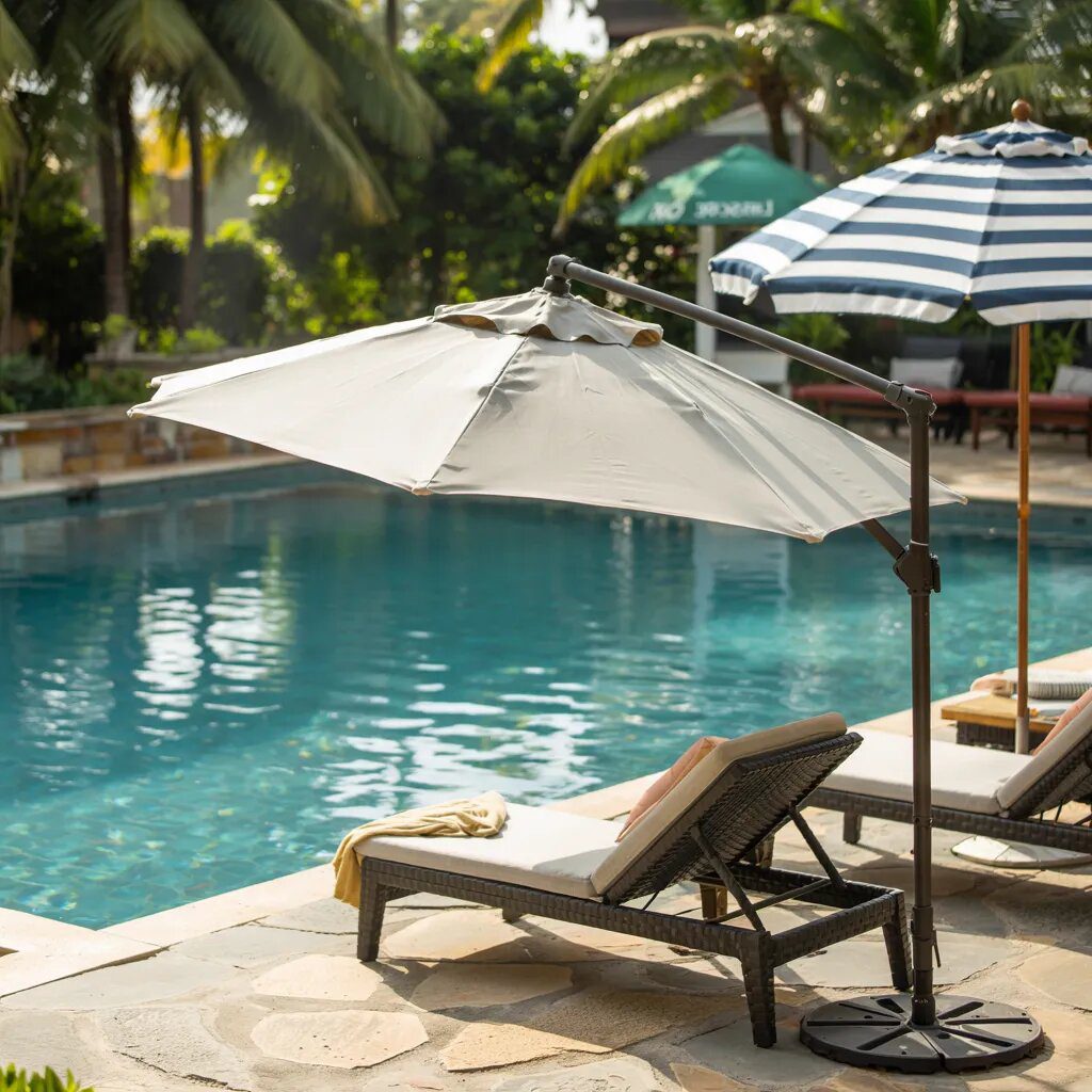 Transform Your Backyard with These Poolside Décor Ideas 4 poolside patio umbrellas