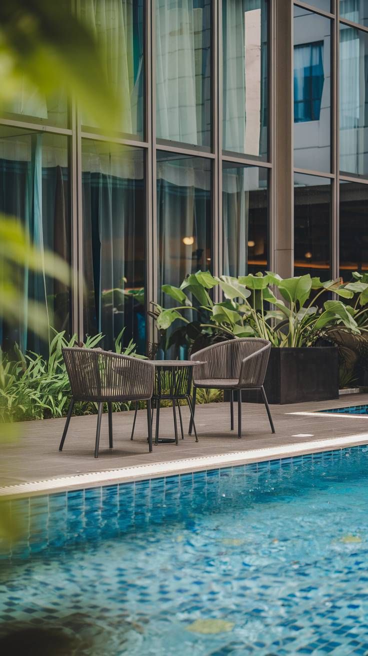 20 Pool Designs That Will Make a Splash in Your Outdoor Space 14 13. Hotel Pool with Tiled Deck