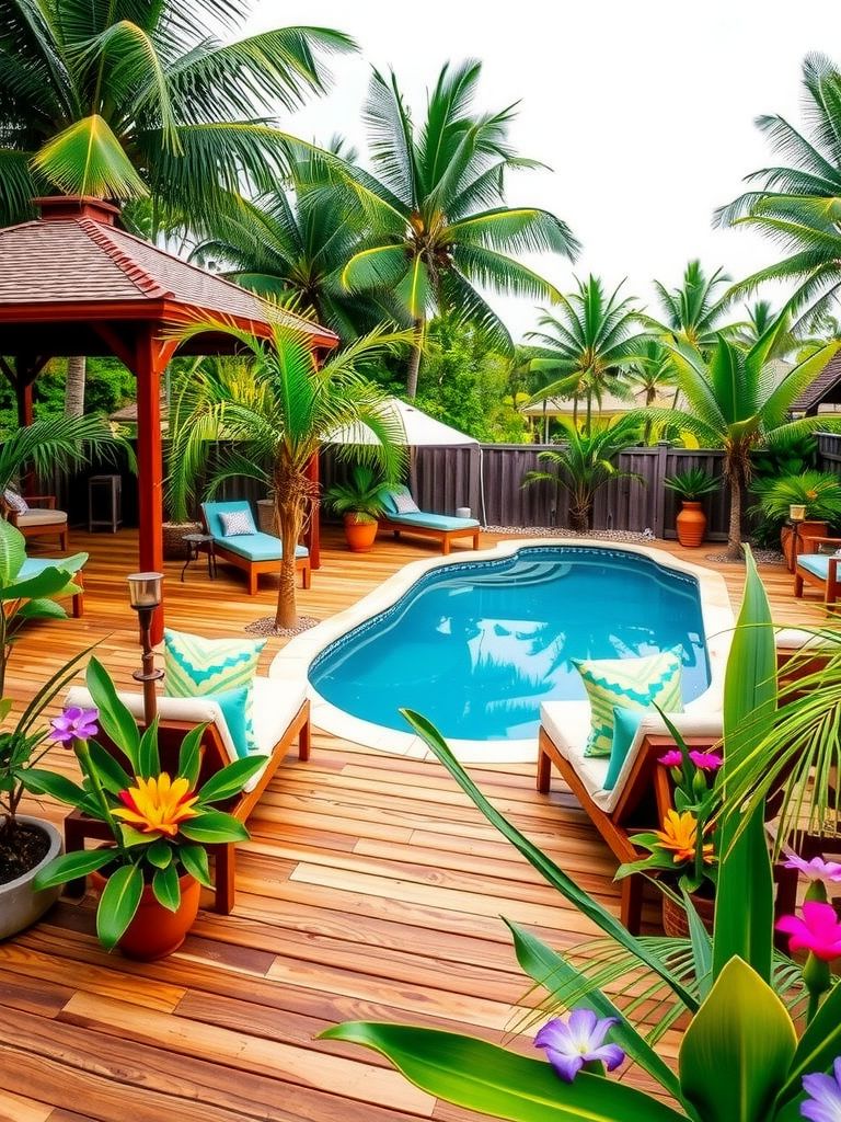11 Wow-Worthy Above Ground Pool Deck Ideas 5 Tropical Paradise