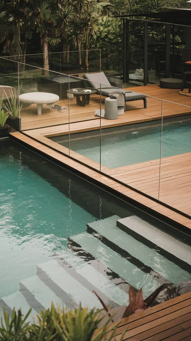 20 Pool Designs That Will Make a Splash in Your Outdoor Space 7 6. Modern Pool with Glass Fence