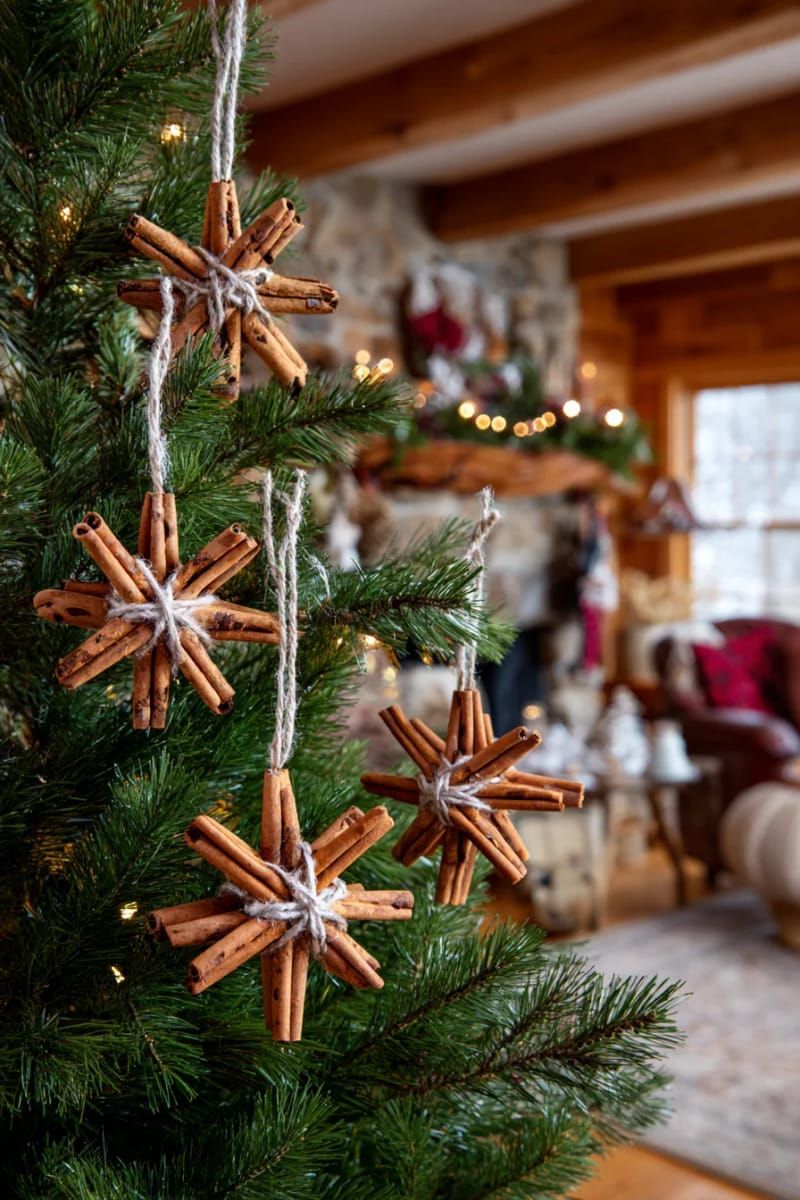 Dazzling DIY Xmas Decor: 31 Must-Try Ideas 62 hanging starburst made from cinnamon sticks and twine 1