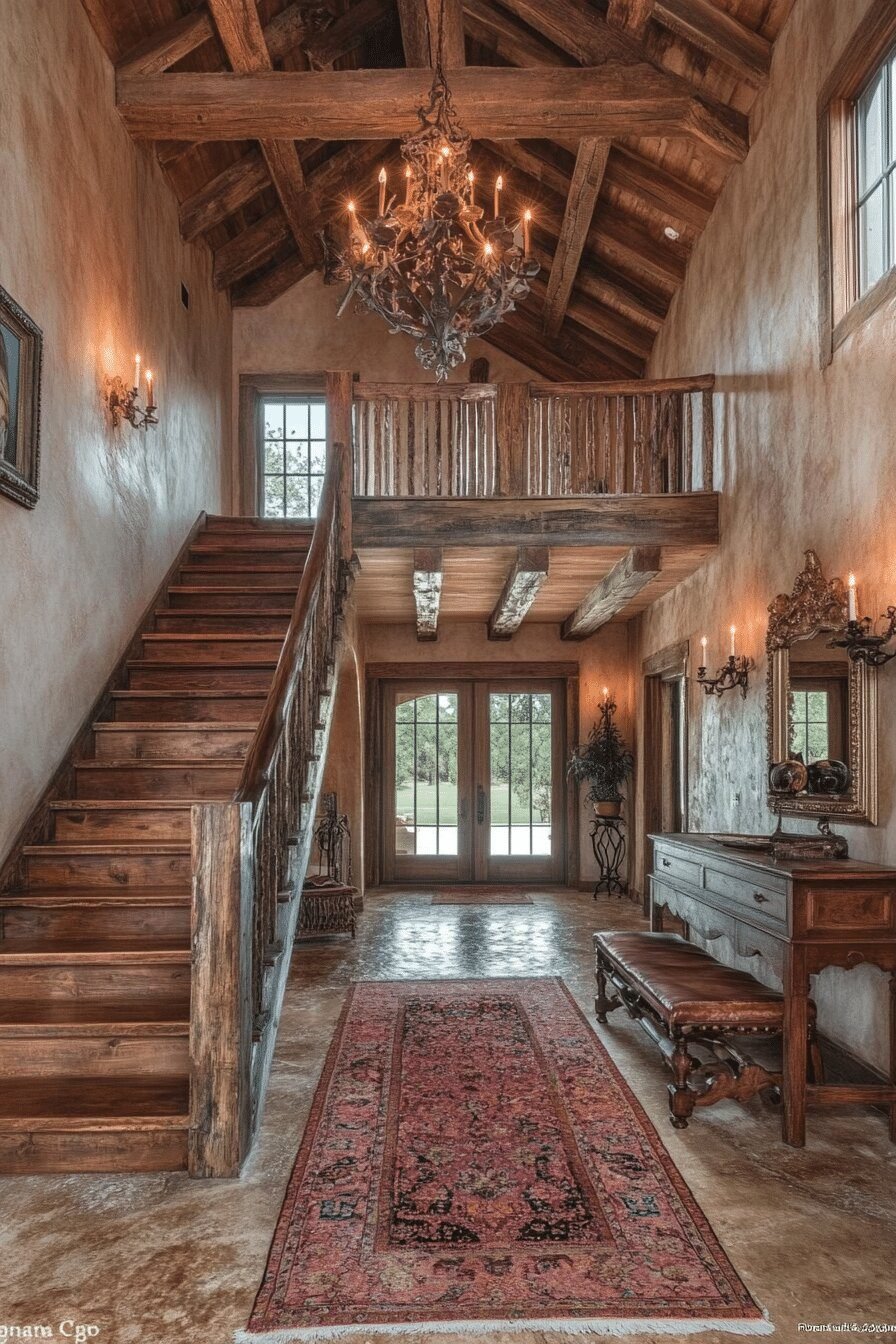 2. Rustic Elegance Ideas for a Barndominium Foyer
