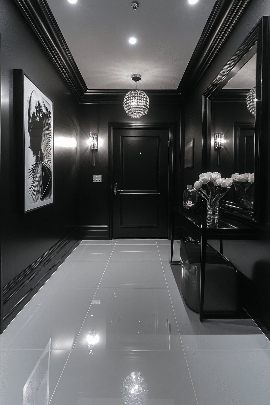 17. Sleek Monochrome Barndominium Vestibule Looks