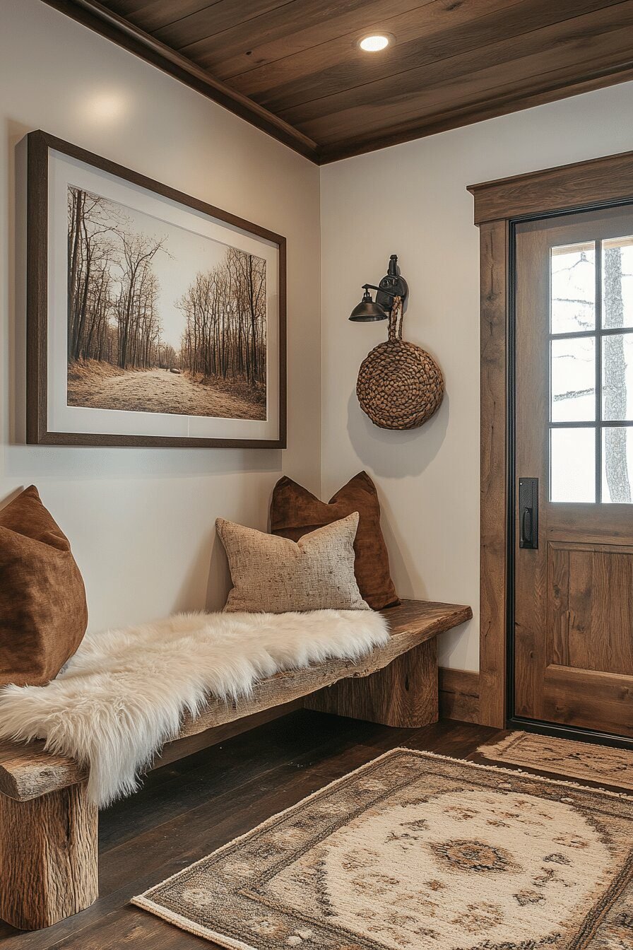 22. Warm Woodland Barndominium Foyer Designs