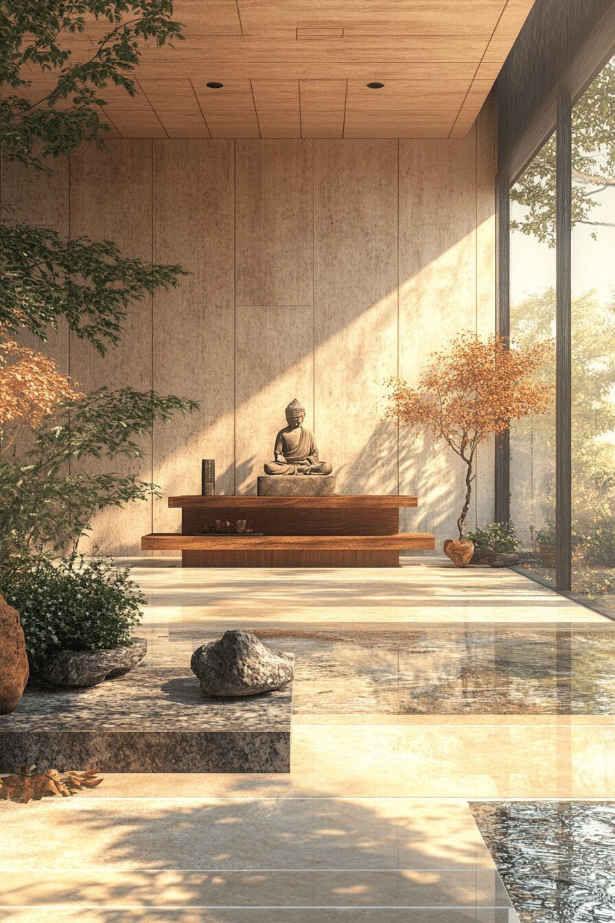 8. Tranquil Zen Barndominium Entry Ideas