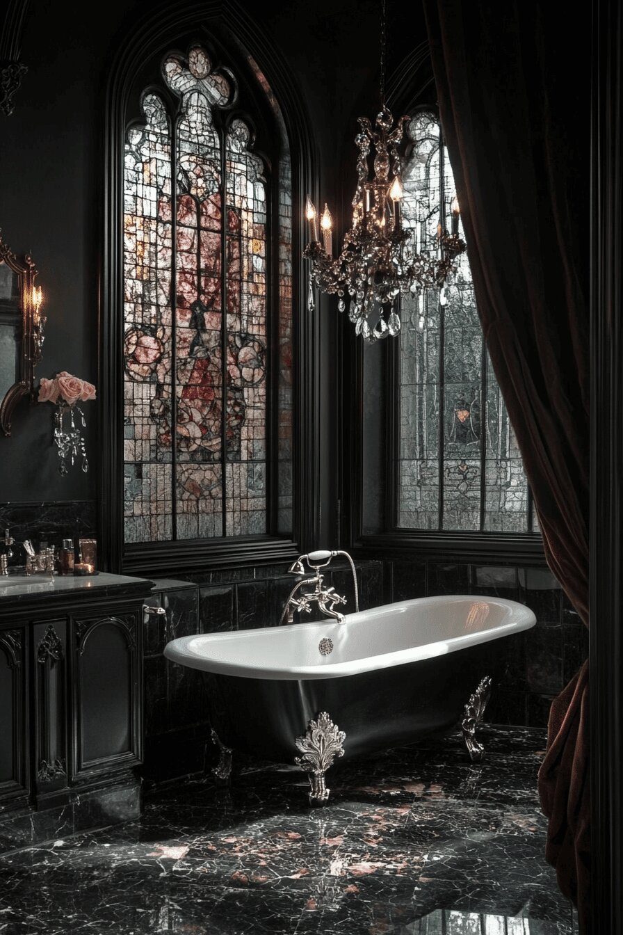 15. Gothic Black Bathroom Luxury