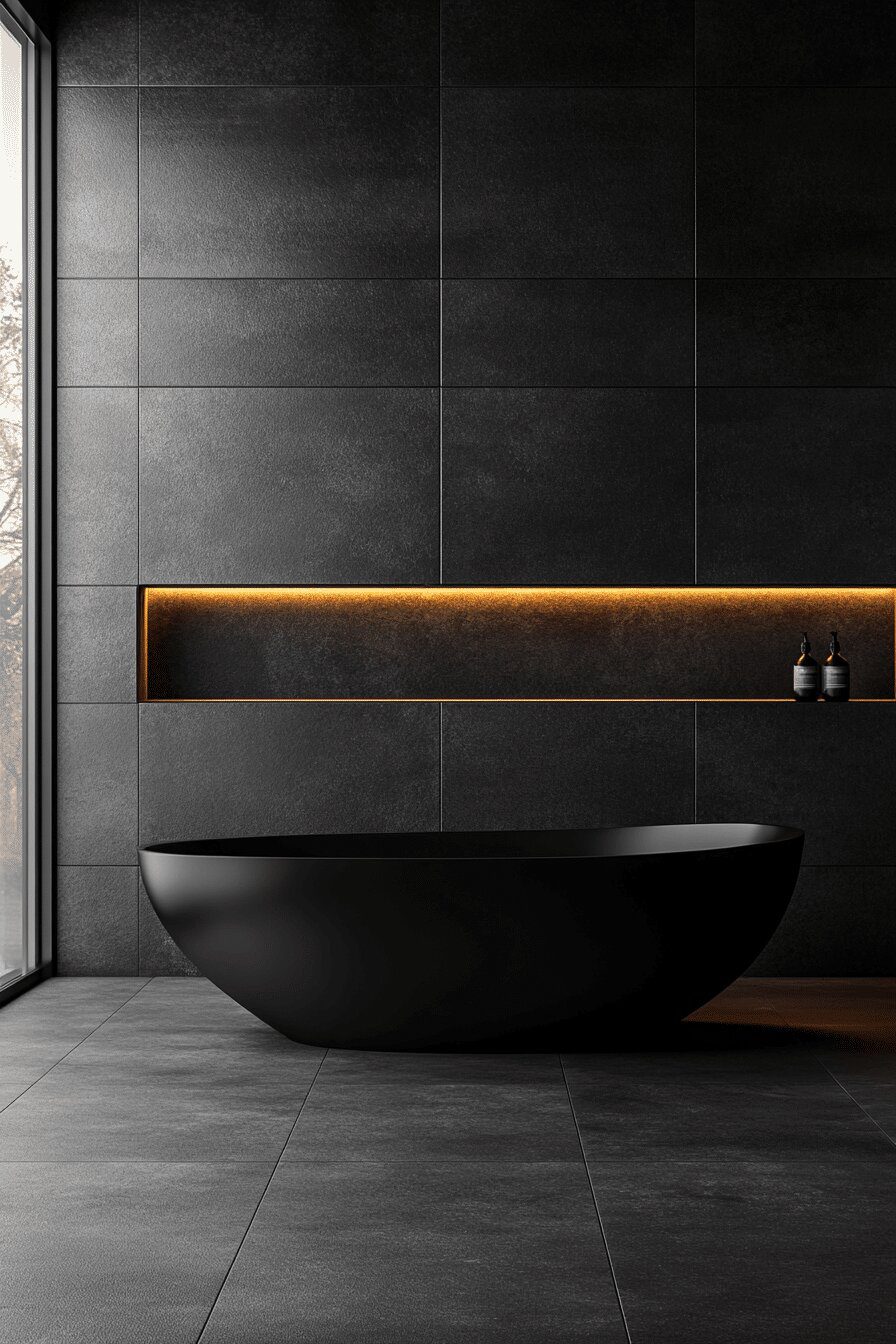 7. Monochrome Black Minimalist Bathroom