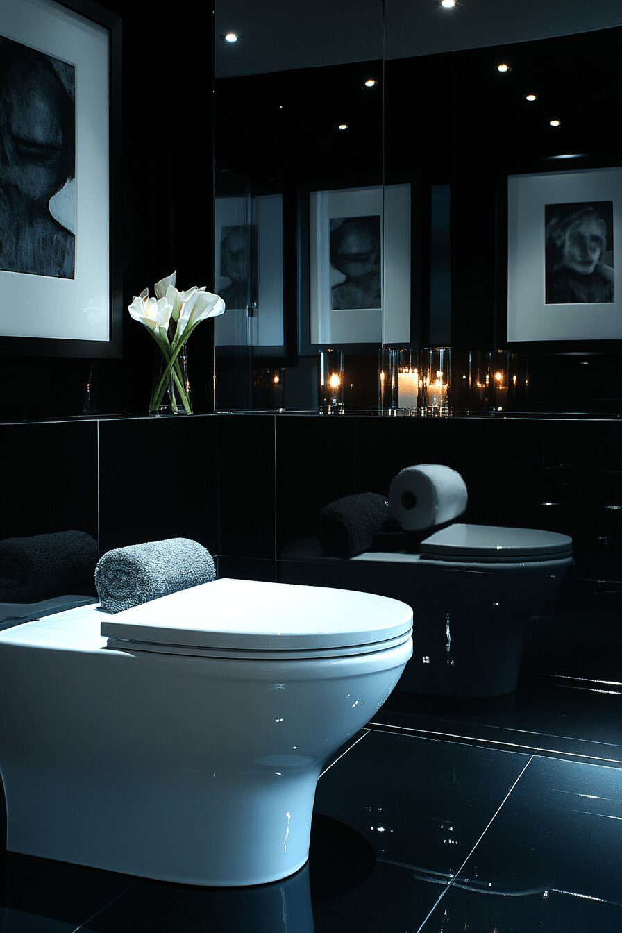 17. Guest Bathroom in High-Contrast Black