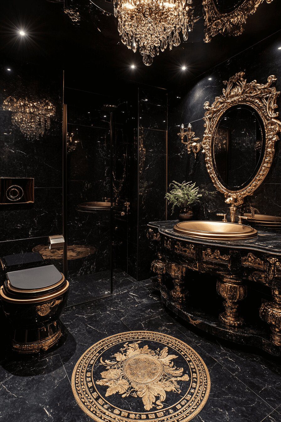 8. Black and Gold Bathroom Luxury