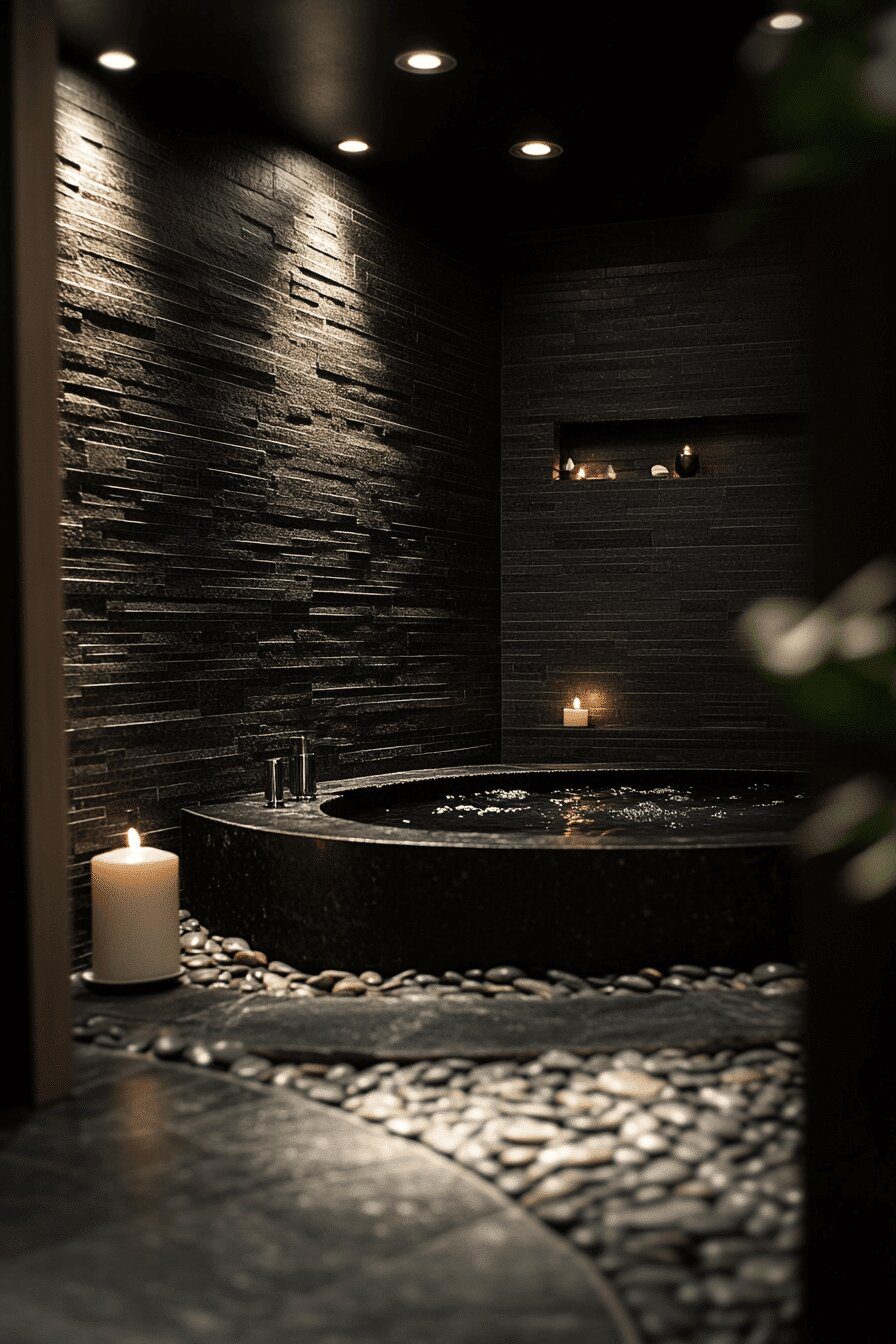 12. Black Zen Spa Bathroom