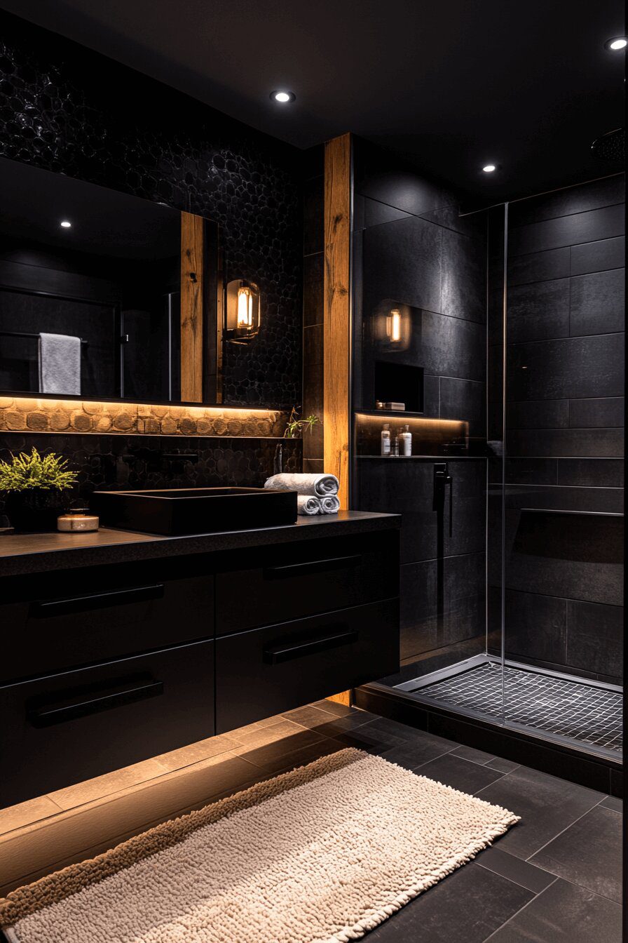 5. Contemporary Noir Bathroom Design
