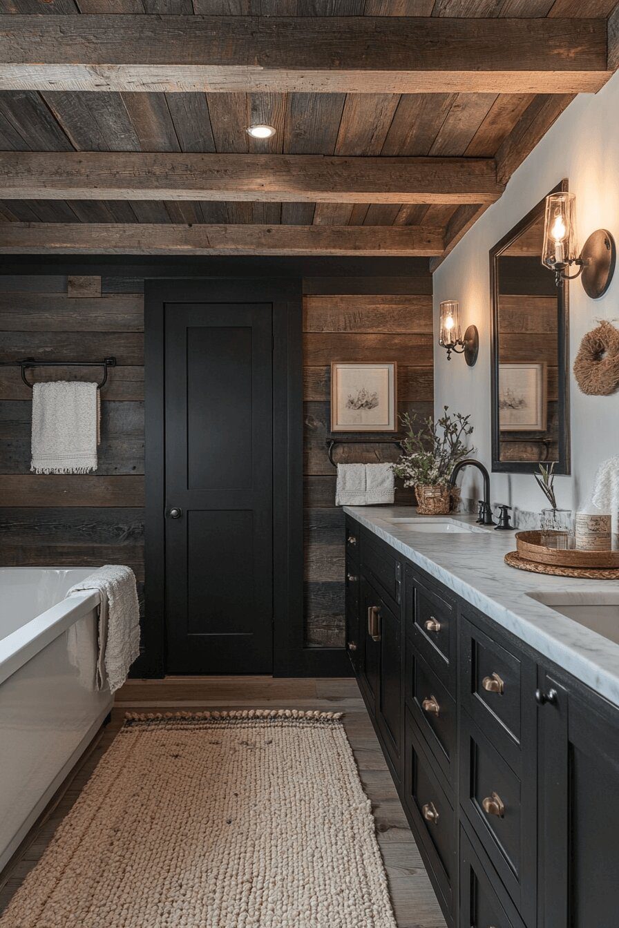 14. Rustic Black Barn Bathroom