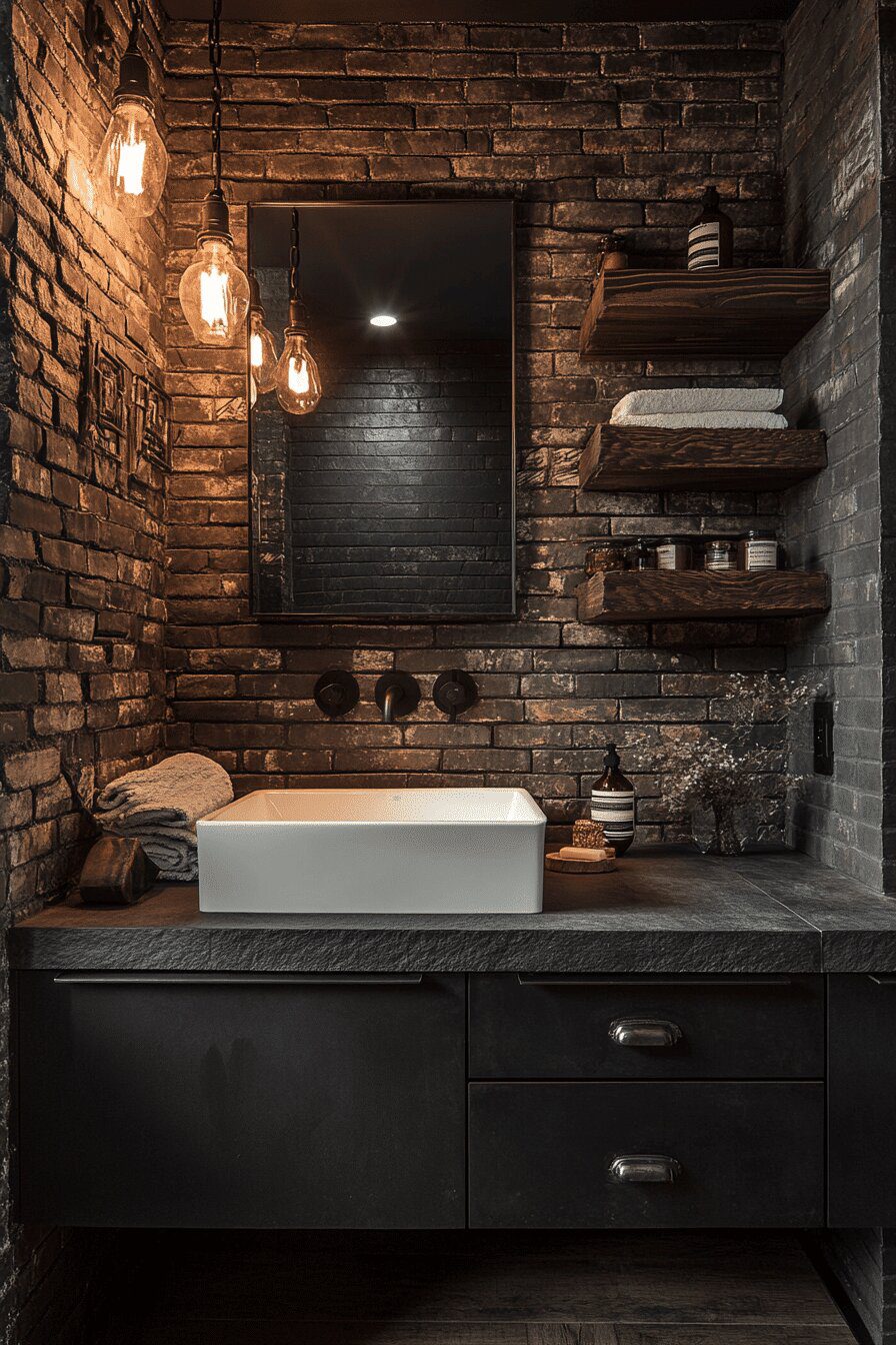9. Black Bathroom, Urban Loft Style