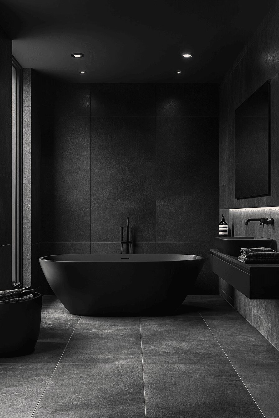 27. Black Wet Room, Minimalist Design