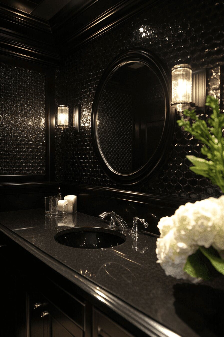 13. Art Deco Style Black Bathroom