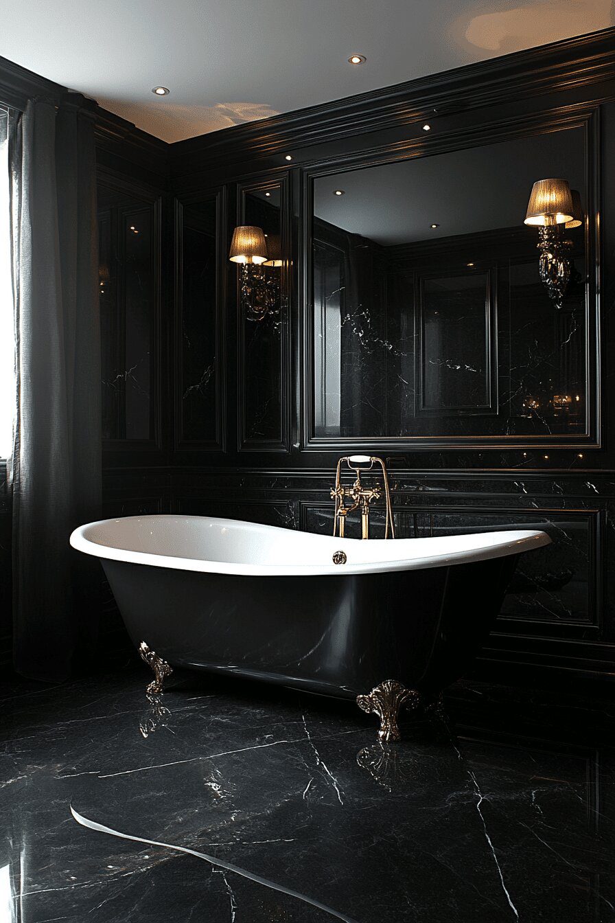 4. Black Marble Bathroom Elegance