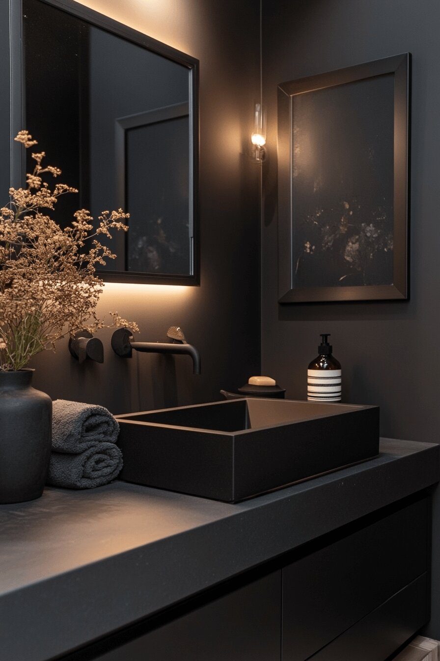 1. Midnight Black Bathroom Escape