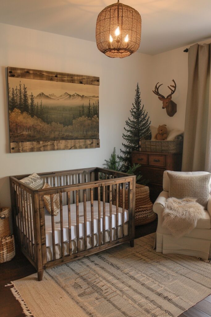 24. Cozy Mountain Boho Nursery