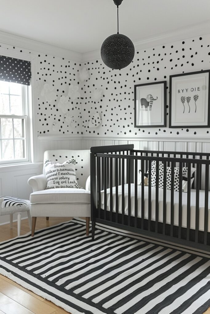22. Black and White Boho Chic Nursery