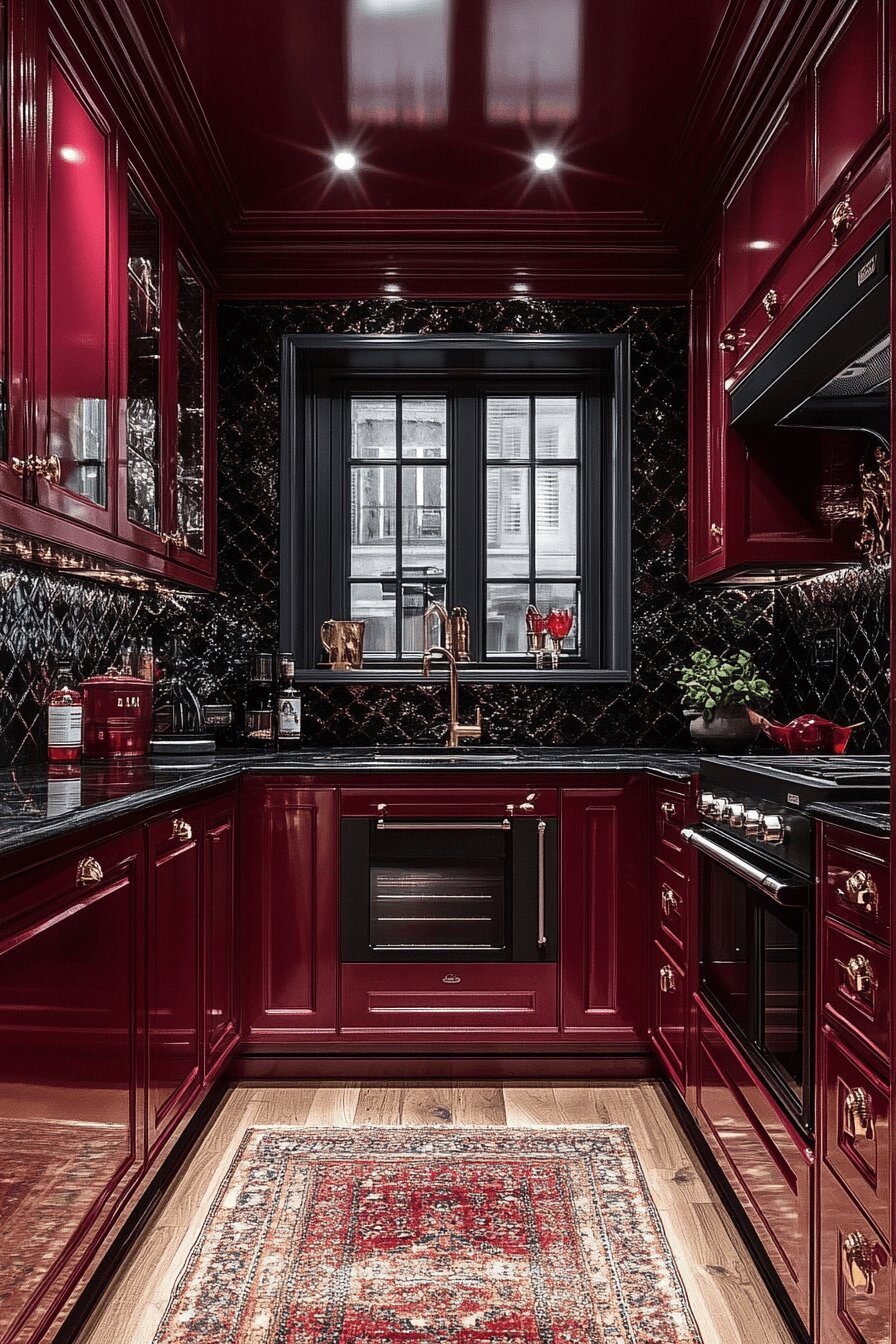 20. Warm Burgundy Kitchen Nook