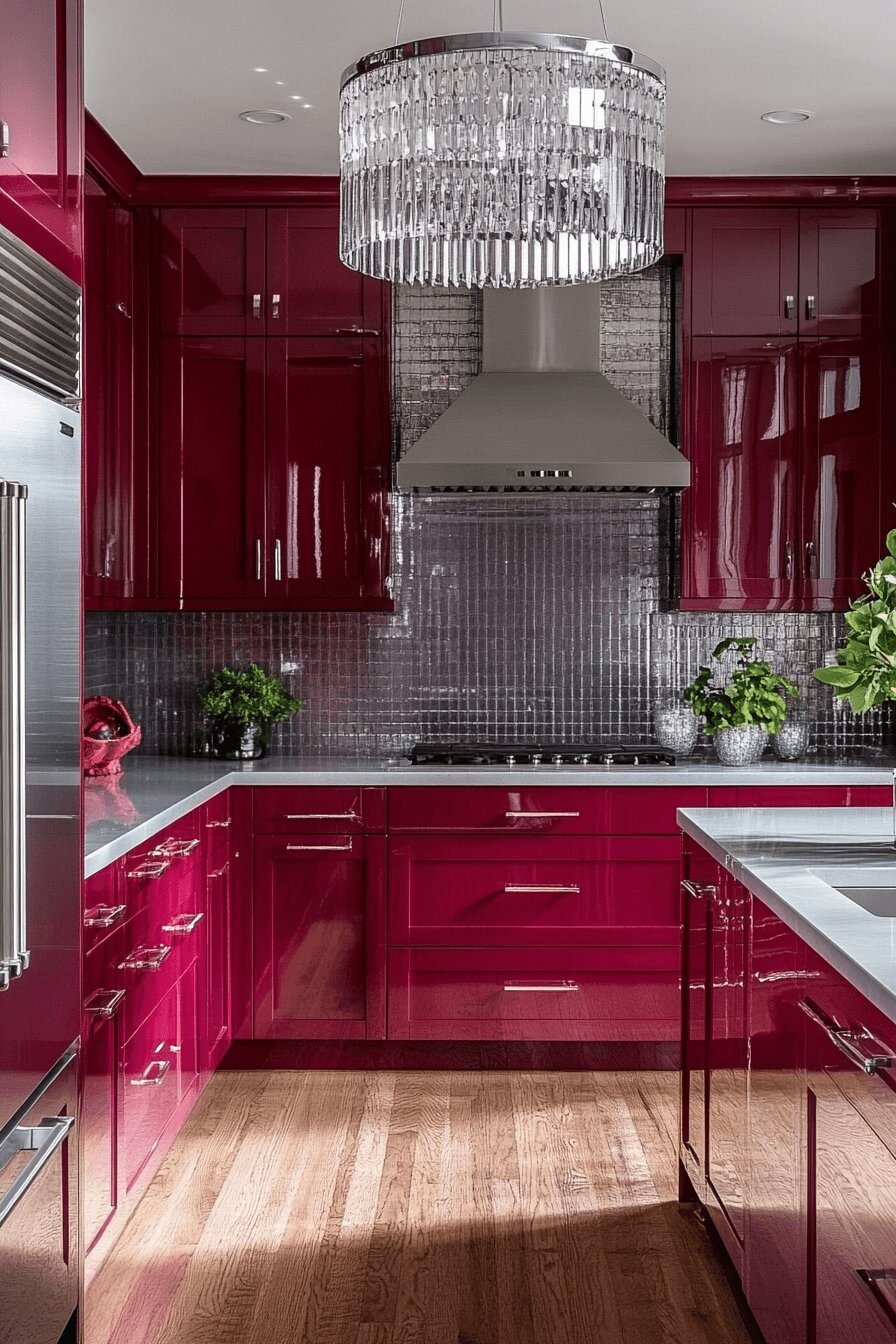 5. Glossy Garnet Kitchen Glow