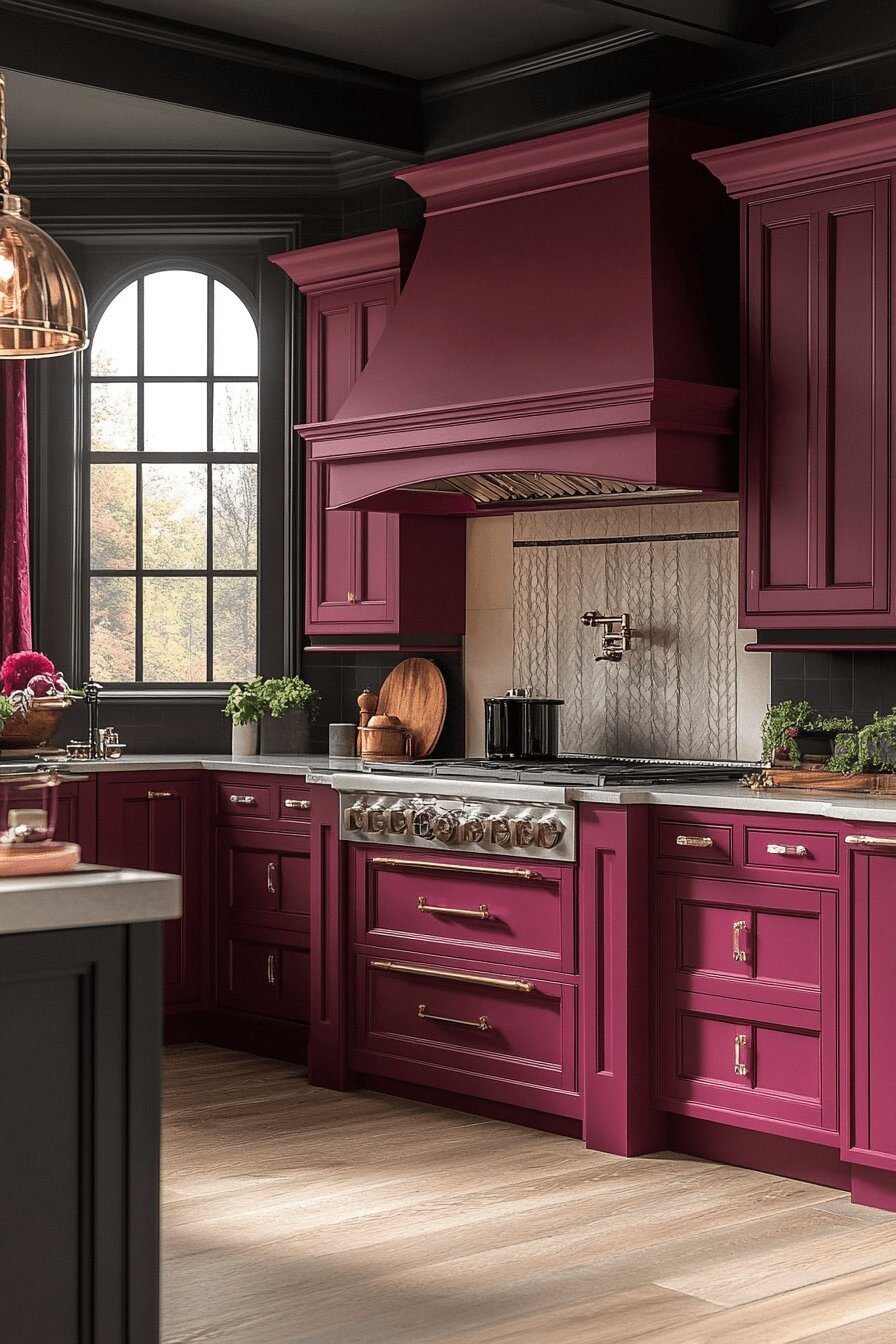 18. Wine-Toned Kitchen Harmony