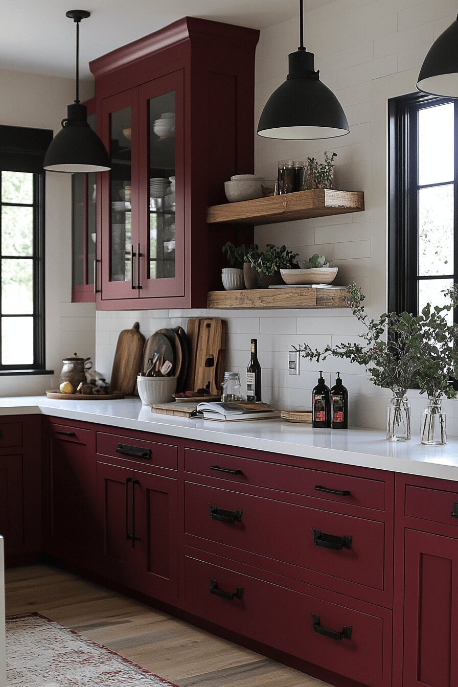8. Bold Burgundy Color Pop