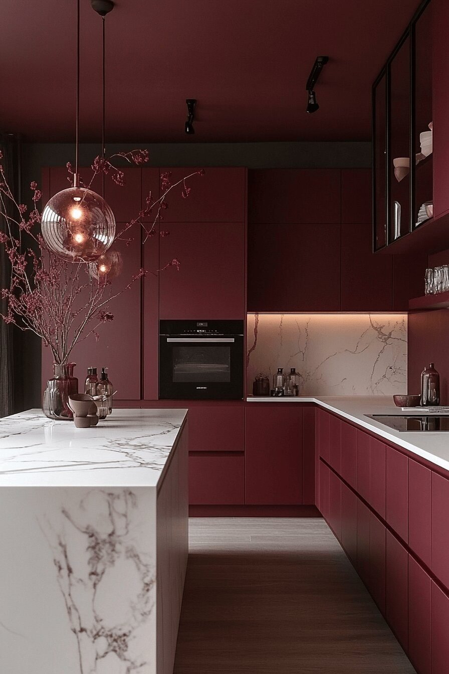 4. Easy Burgundy Kitchen Elegance