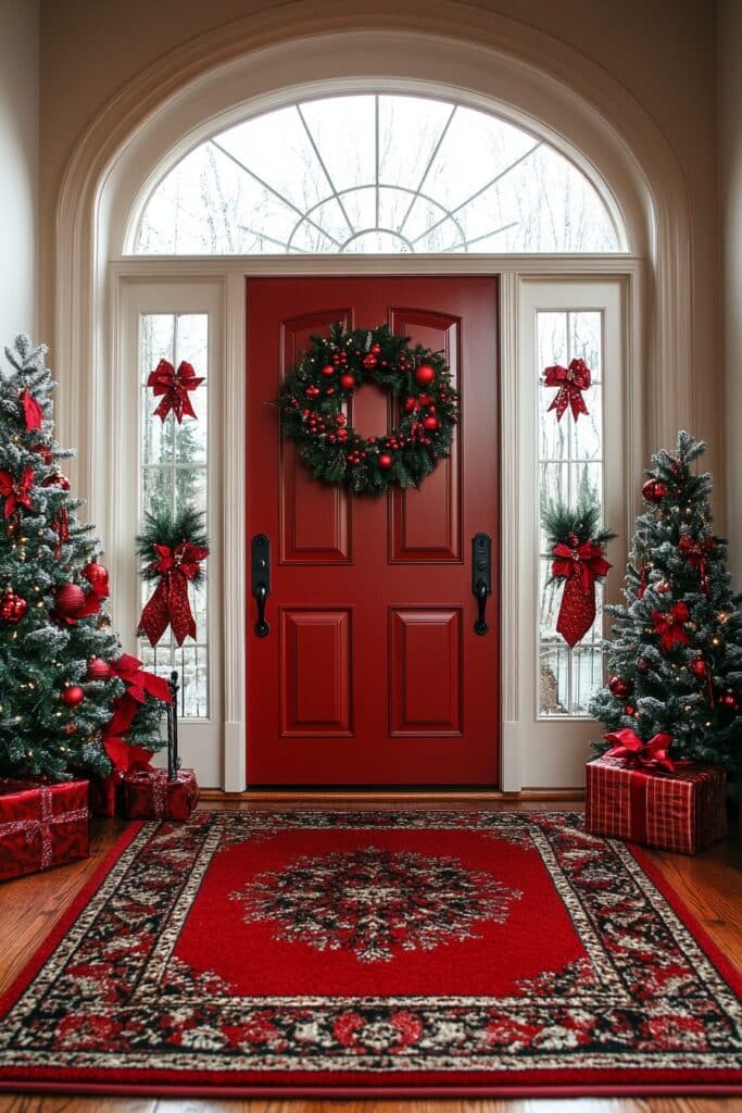 28. Traditional Red and Green Entryway