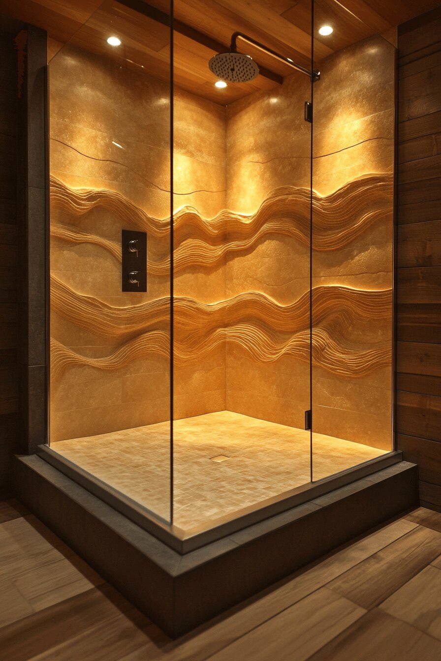 12. Warm Sandstone Coastal Shower