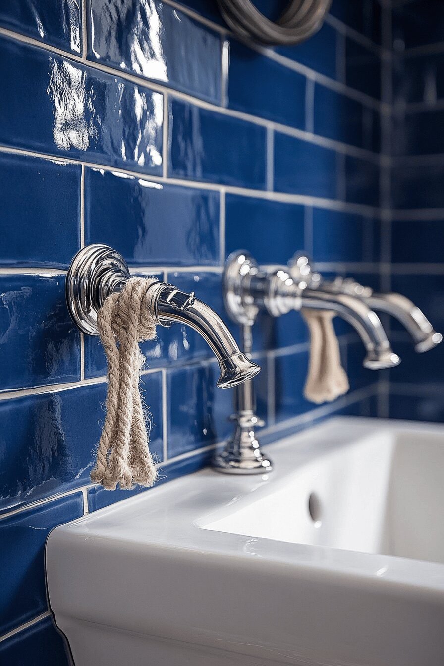 2. Elegant Navy Coastal Shower