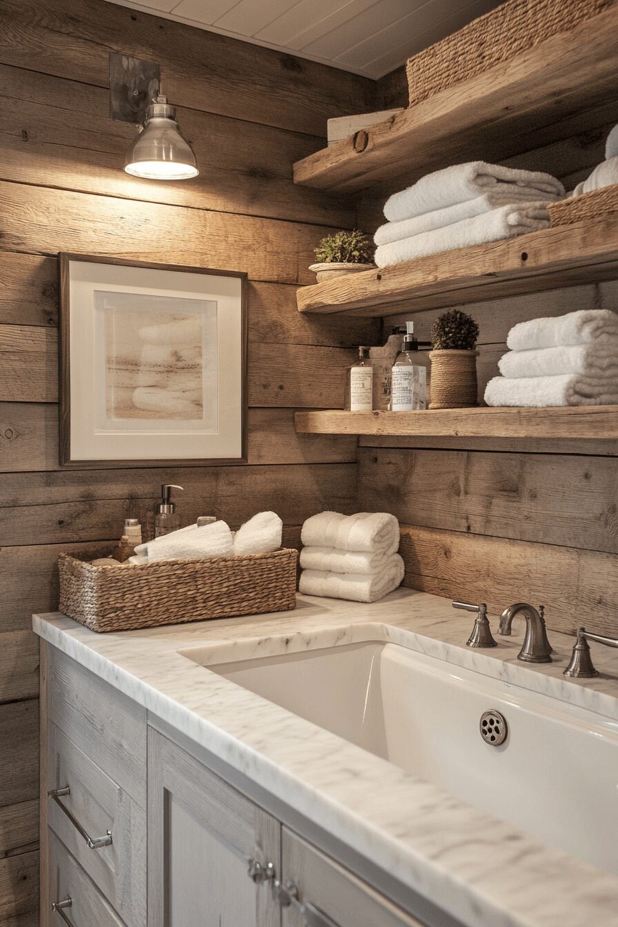 24. Rustic Driftwood Coastal Shower