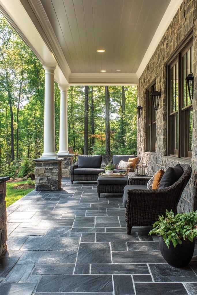 21. Luxurious Stone Porch Features