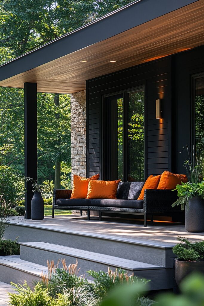 8. 8. Bold Black Accents for Porches