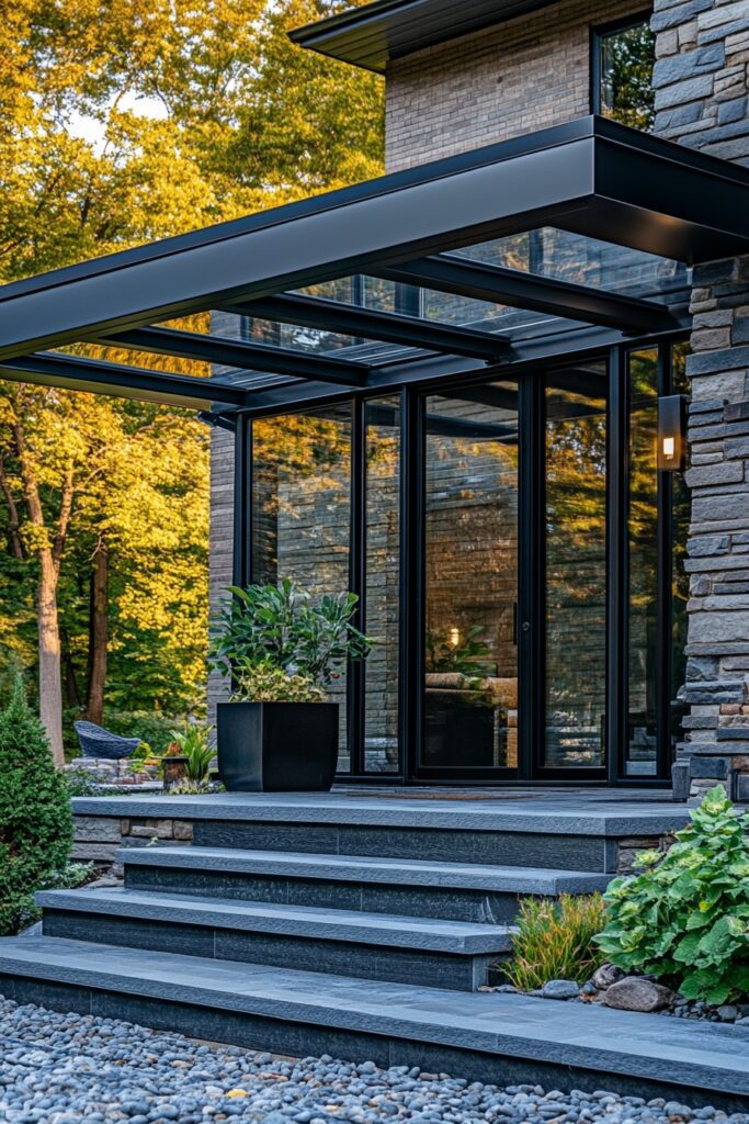 2. Elegant Steel and Glass Porticos
