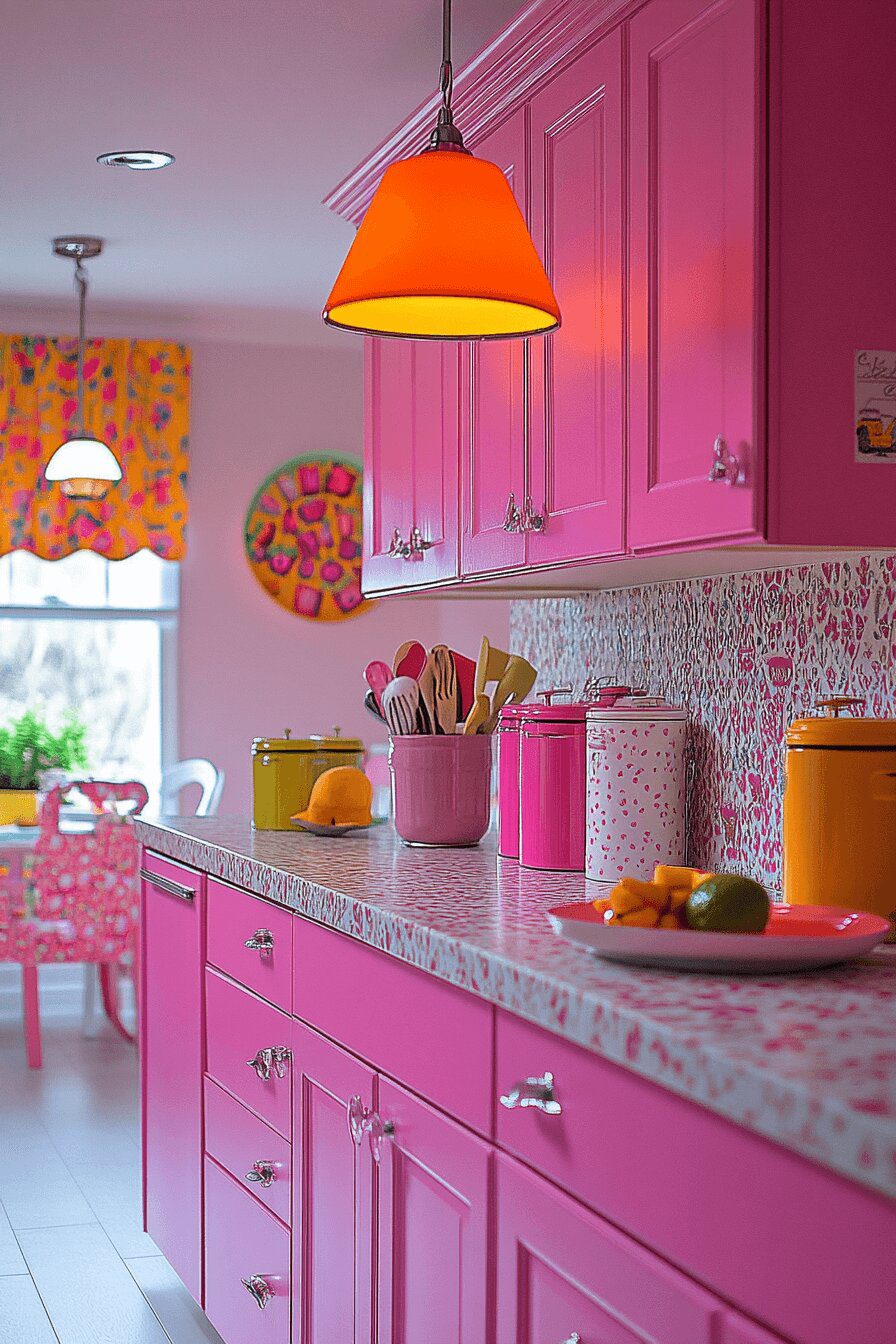 29. Joyful Candy Pink Kitchen