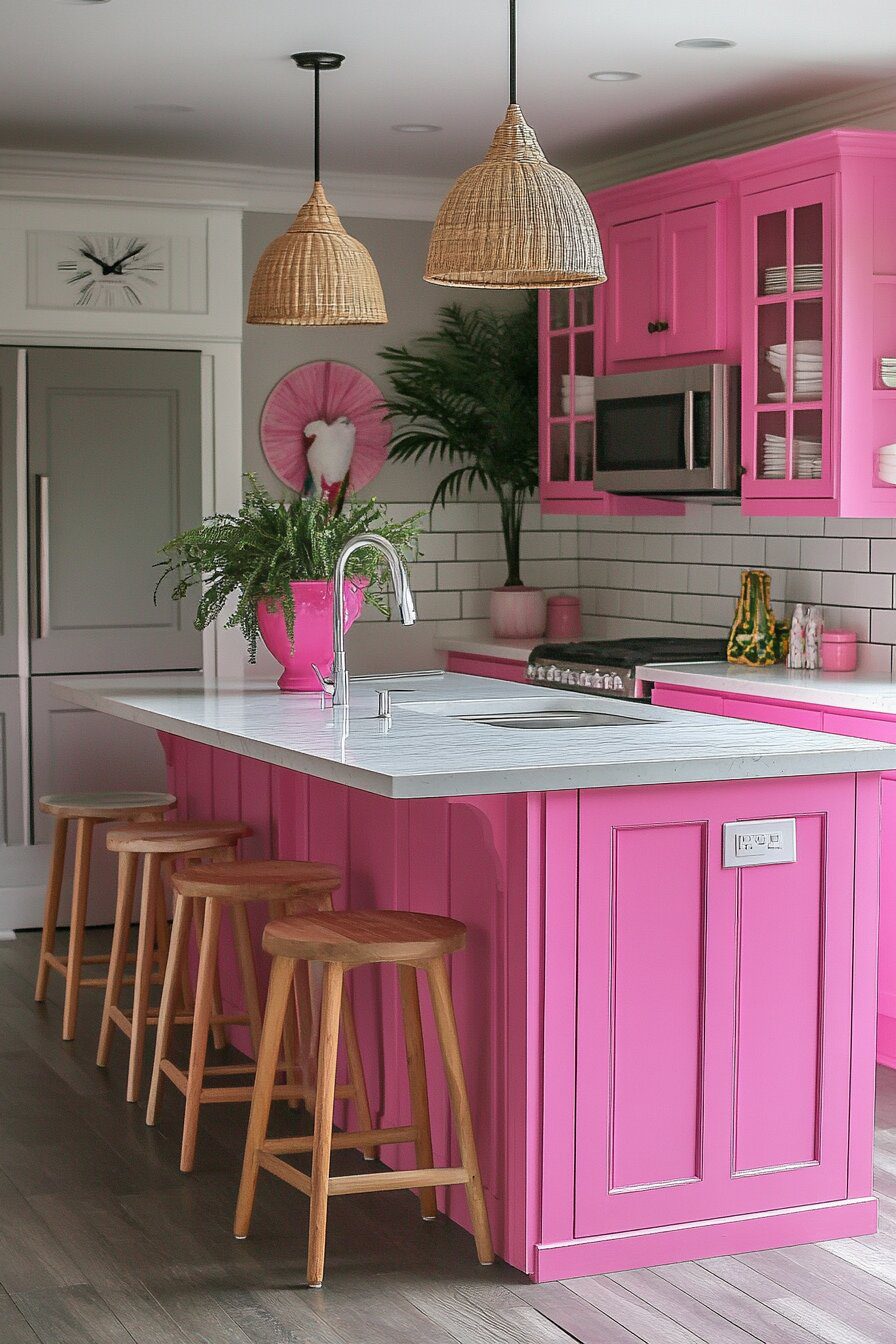 26. Flamingo Flair Kitchen Style