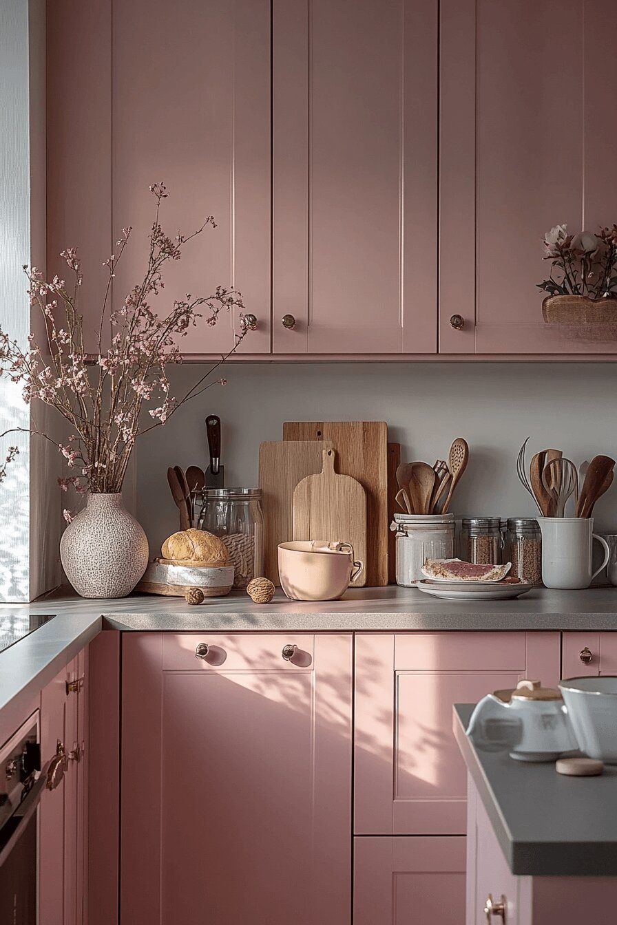 11. Baby Pink Balanced Kitchen