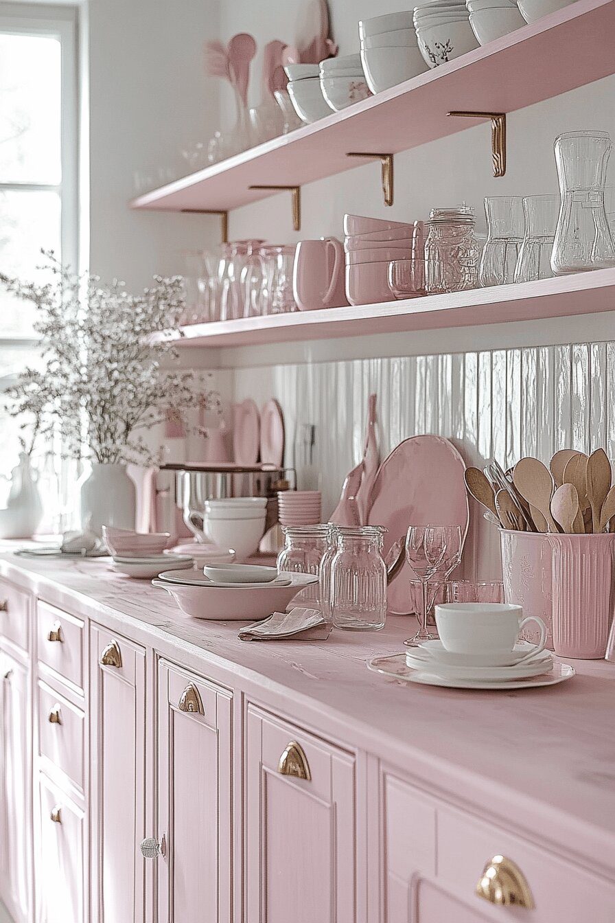 27. Pastel Pink Dreamy Kitchen