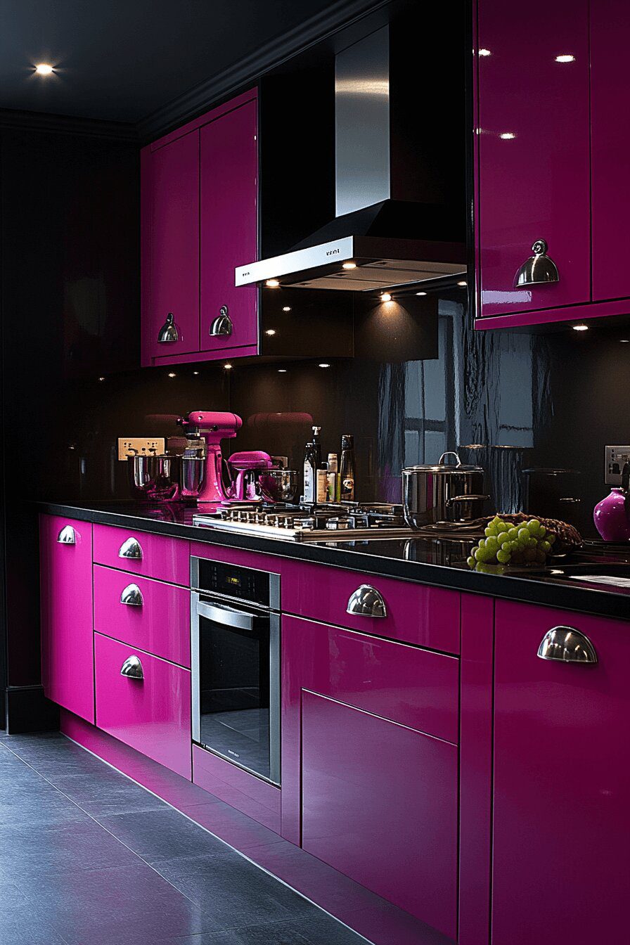 12. Hot Pink Edgy Kitchen