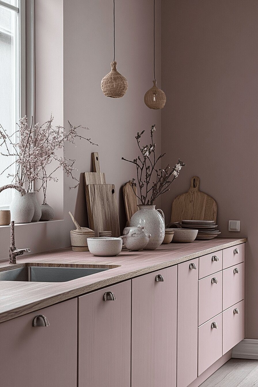 9. Dusty Pink Clean Kitchen