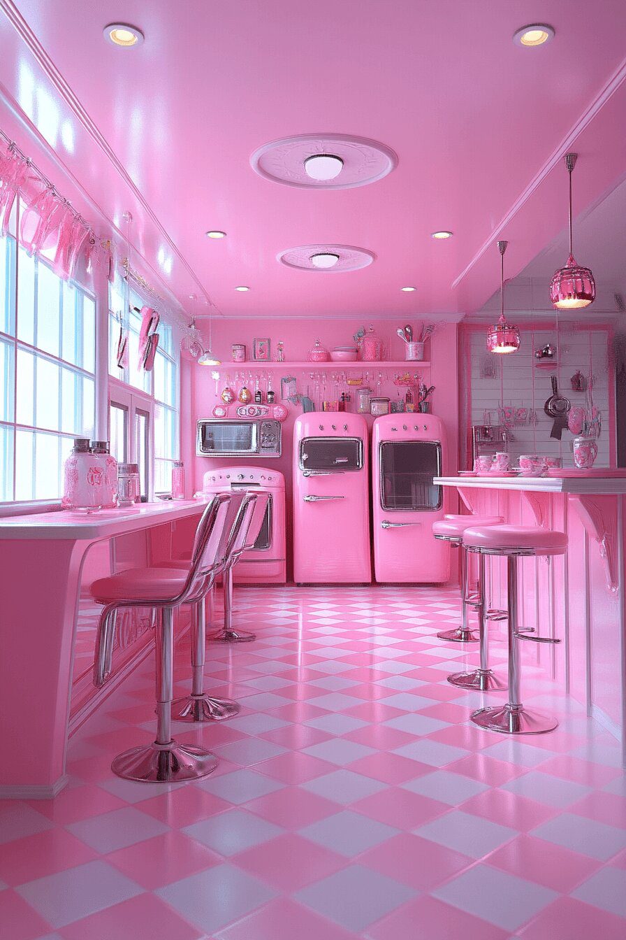 24. Fun Retro Pink Kitchen