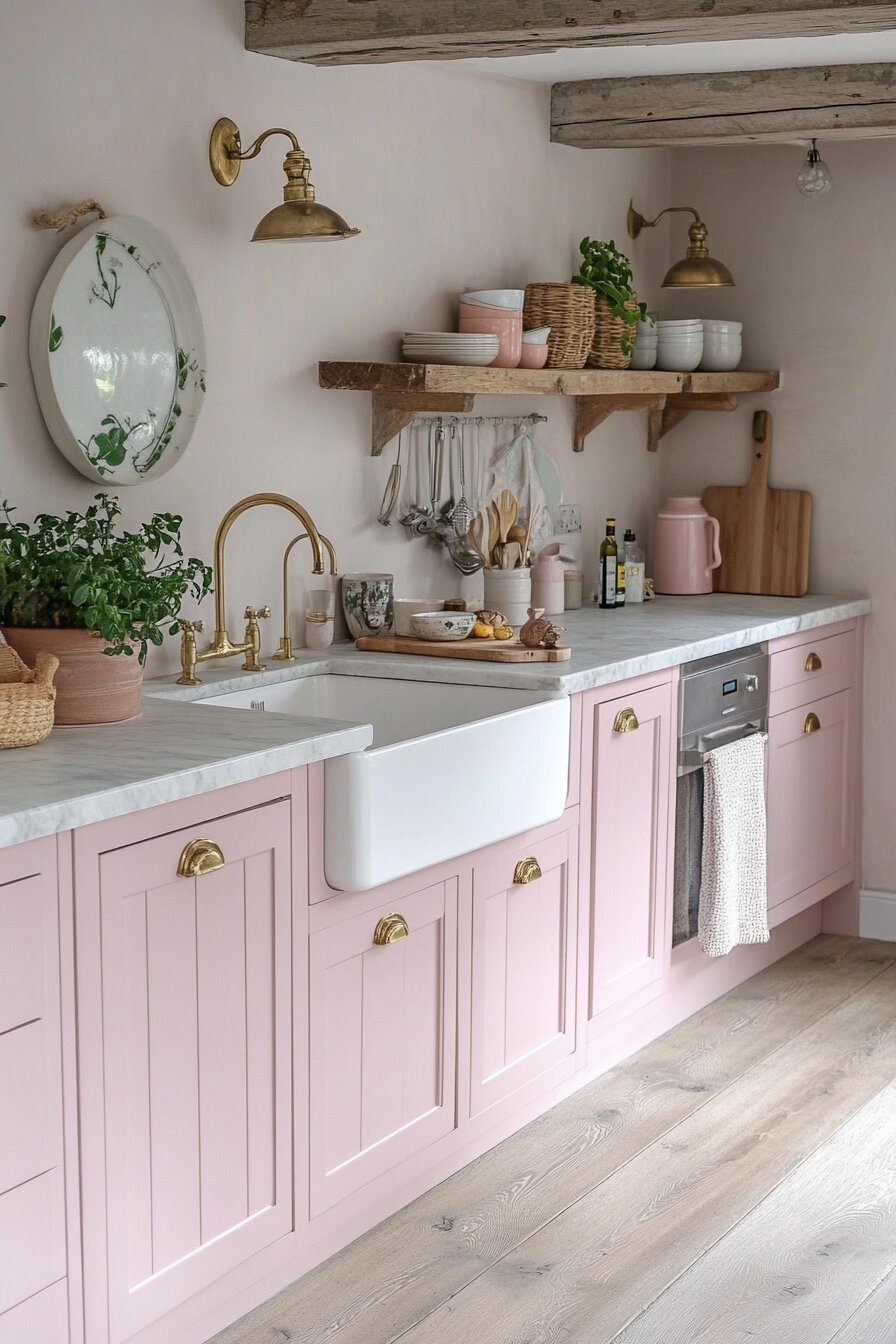 19. Easy Light Pink Kitchen