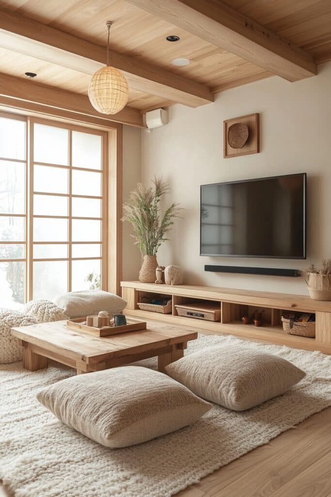 22. Japandi Room for the Whole Family