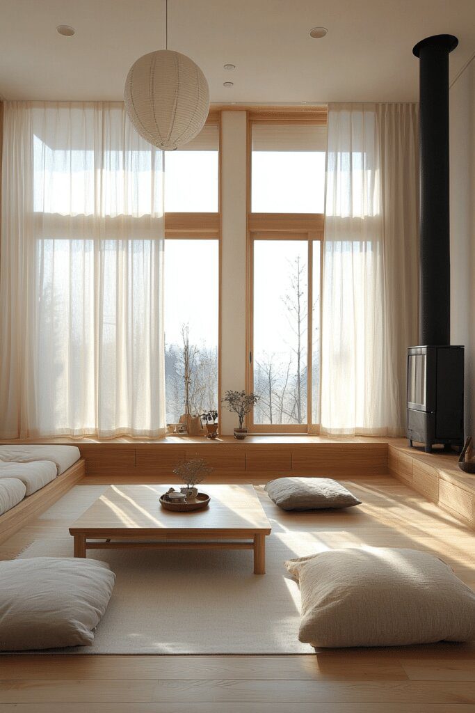 3. Serene Nordic-Japanese Living Room