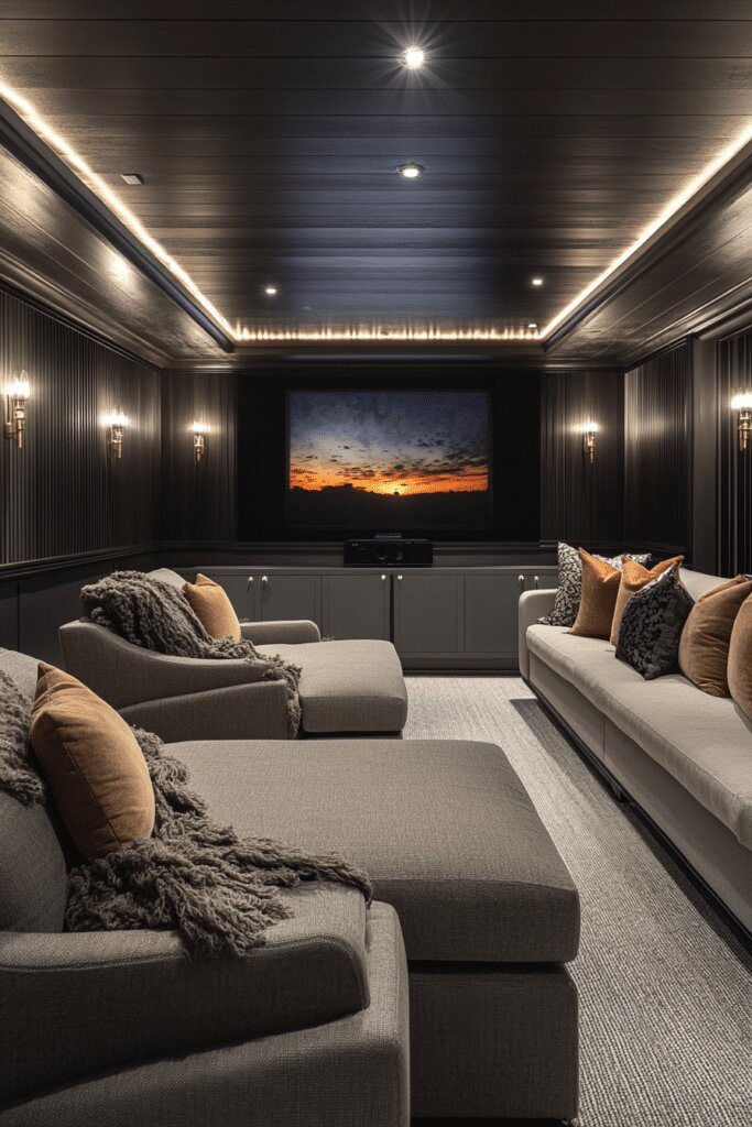11. Media Room With Modern Japandi Style