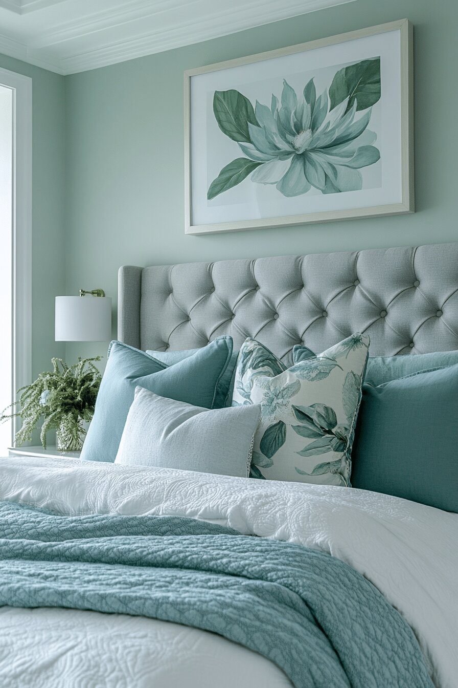 19. Cool-Toned Bedroom Retreat