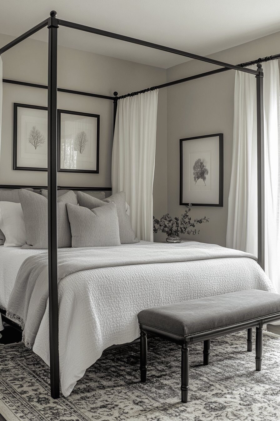 1. Luxe Monochrome Bedroom Look